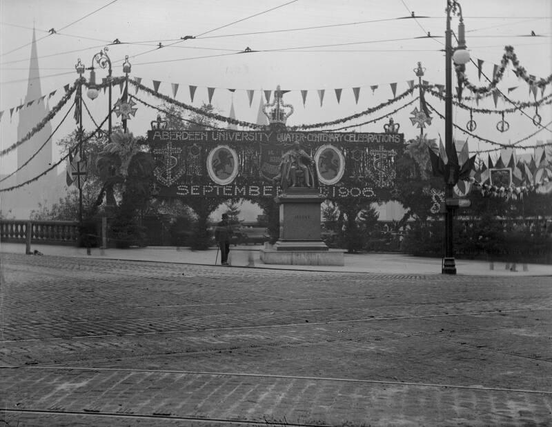 Prince Albert Statue, Junction of Union Terrrace and Unions Street, Decorated for Royal Visit. …