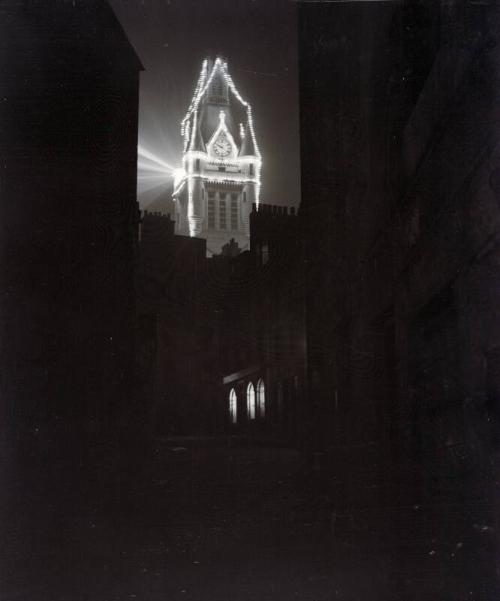 Aberdeen Town House, Decorated With Lights for Royal Visit.  Photographed by George Fraser