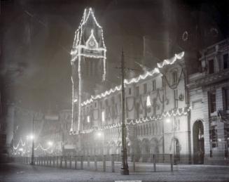 Aberdeen Town House, Decorated With Lights for Royal Visit.  Photographed by George Fraser