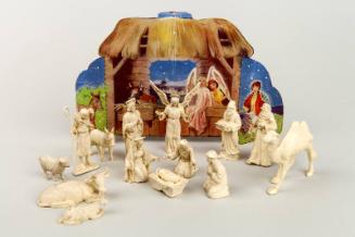Cardboard Nativity Scene with Plastic Figures