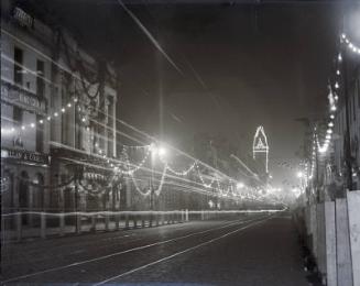 Union Street at Back Wynd, Decorated With Lights for Royal Visit.  Photographed by George Frase…