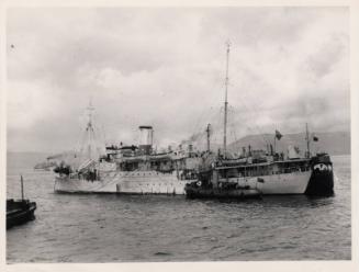 port side of 'st clair' from astern as a convoy rescue ship at the tail of the bank