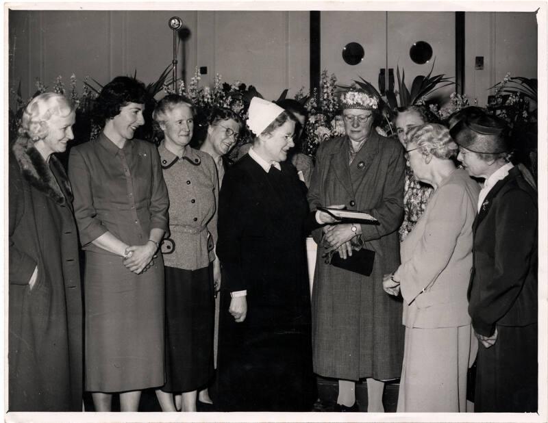 Miss Marget Husband at Nurses' League Presentation to Miss Kaye