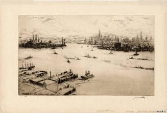 East River Sunset In New York by James McBey