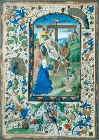 The Deposition - One Of Four Illuminated Pages From A Book Of Hours by unknown artist