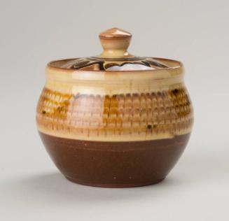 Earthenware Jam or Honey Pot with Slipware Decoration