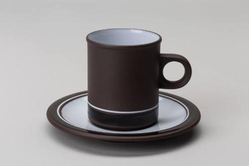 Stoneware 'Contrast' Pattern Coffee Can and Saucer