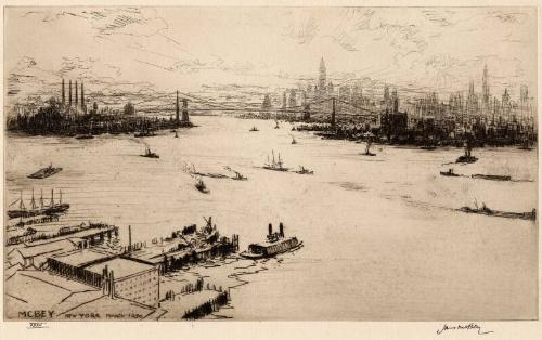 East River-Sunset New York by James McBey