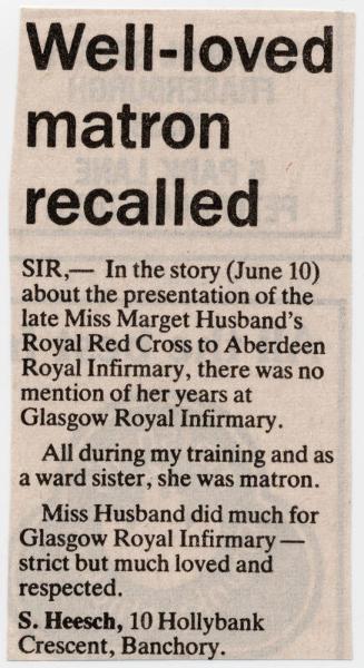 Letter on Miss Marget Husband