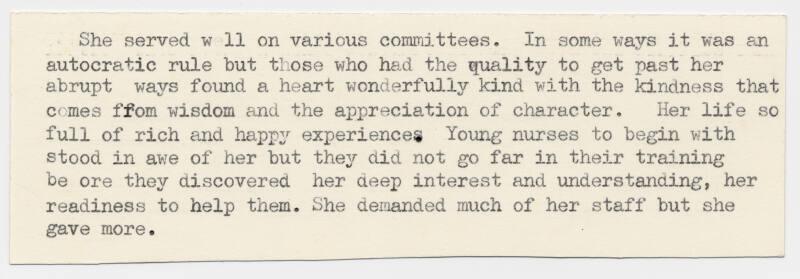 An anonymous Appreciation of Matron Marget Husband