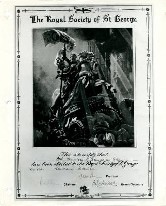 Photograph of Certificate of Membership (Royal Society of St George)