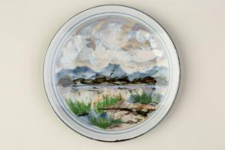 Highland Stoneware Plate with Landscape design.