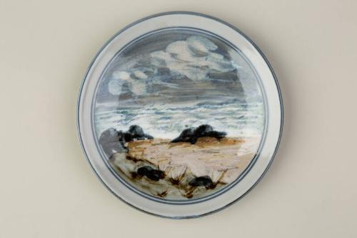 Highland Stoneware Plate with Seascape Design.