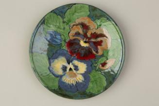 Highland Stoneware Plate with Pansy Design.
