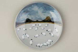 Highland Stoneware Plate with Sheep Design.