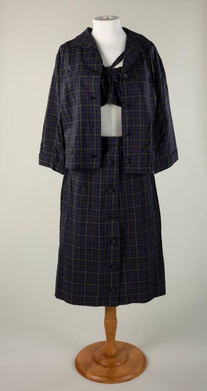 Four-Piece Dark Blue Tartan Playsuit