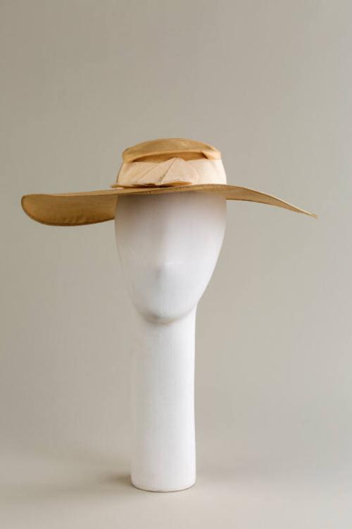Wide Brimmed Straw Hat with Ribbon Works eMuseum
