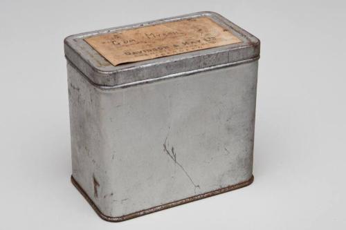 Rectangular Storage Tin Labelled GUM. MYRRH.