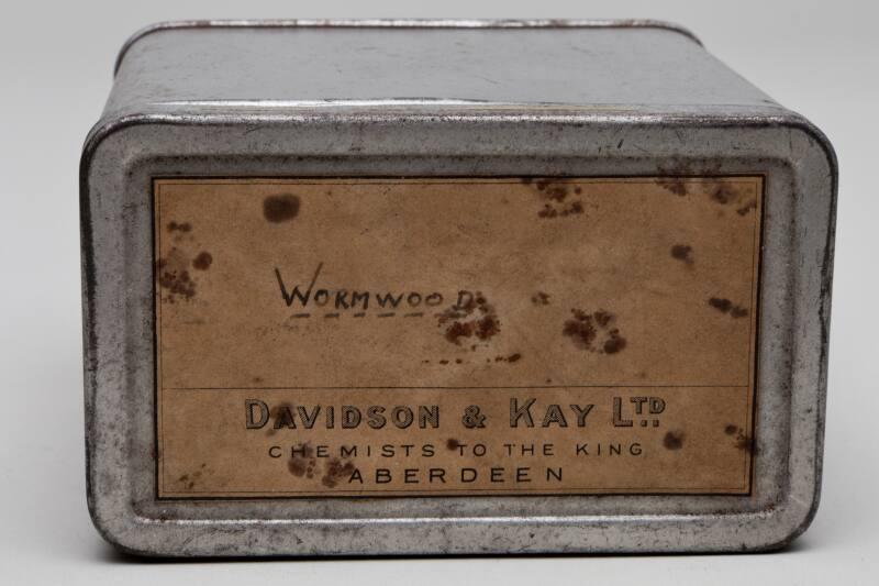 Rectangular Storage Tin Labelled WORMWOOD