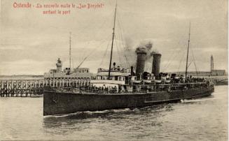 Ostende - Jan Breydel (new mail-steamer) entering harbour 