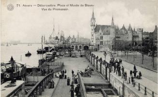 Anvers - View of promenade along harbour and Musee du Steen 