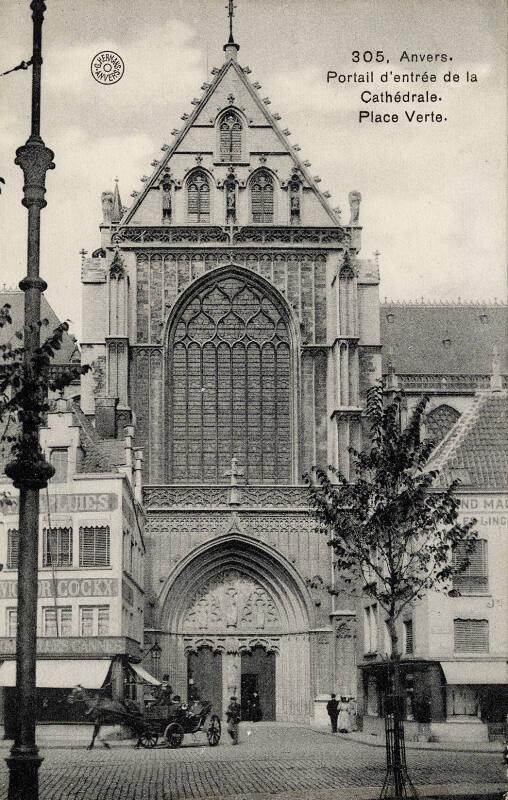 Anvers - Entrance portal to cathedral, Place Verte 