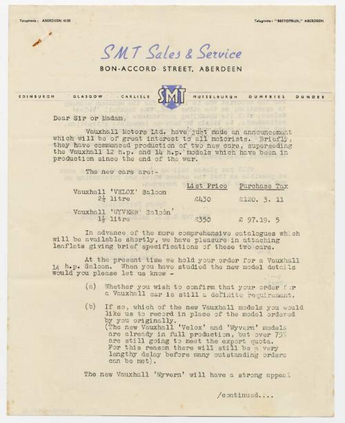 S M T Sales & Service Letter