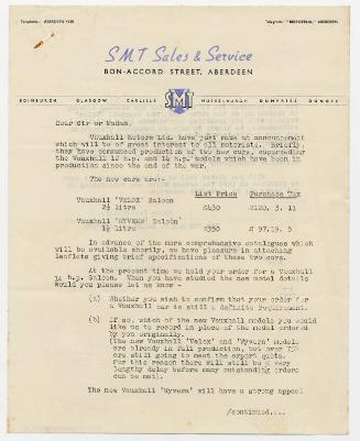 S M T Sales & Service Letter