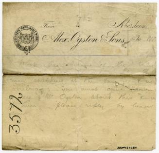 Partial Letter on Aberdeen Soap & Candle Works Letterhead Paper