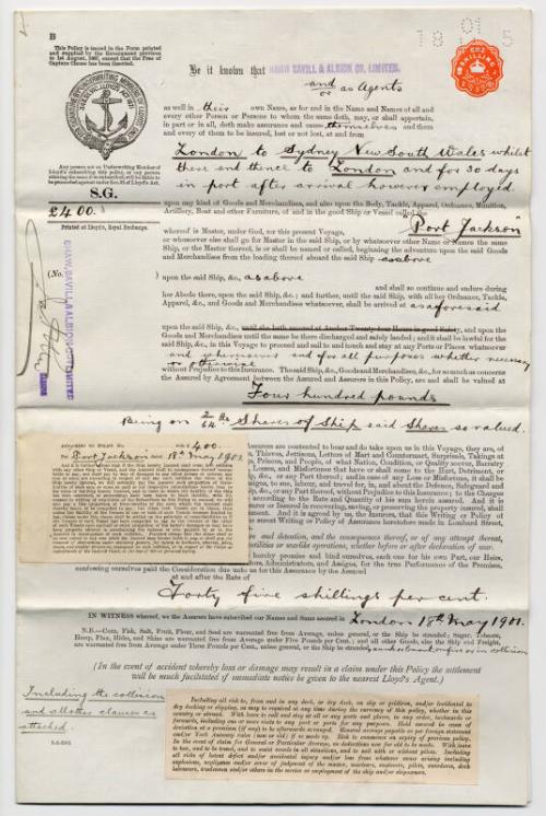 Maritime Insurance Policy for Port Jackson