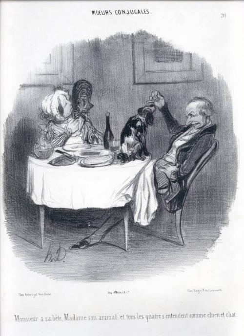 Moeurs Conjugales - Monsieur A Sa Bete, Madame Son Animal… by Honore Daumier