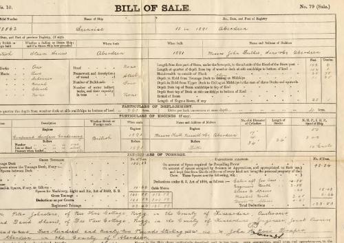 Bills of Sale For 3/64 Shares for the trawler Sunrise