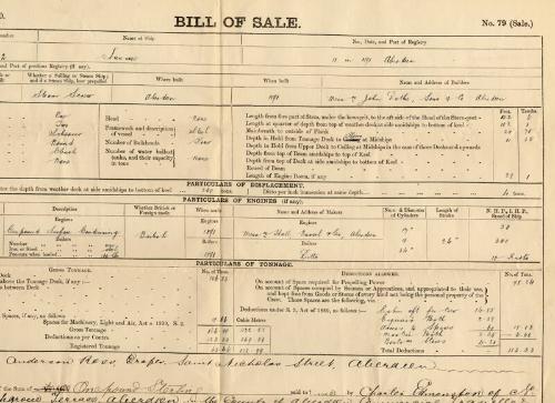 Bills of Sale For 3/64 Shares for the trawler Sunrise