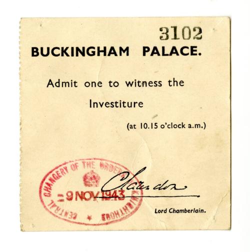 Admit one to witness the Investiture, Buckingham Palace