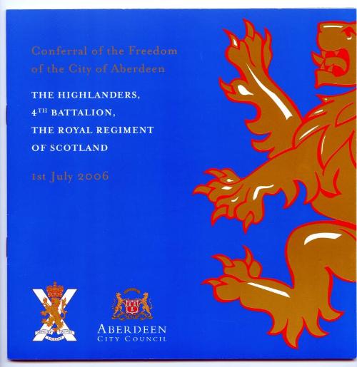 Conferral of the Freedom of the City of Aberdeen the Highlanders, 4th Battalion, the Royal Regiment of Scotland