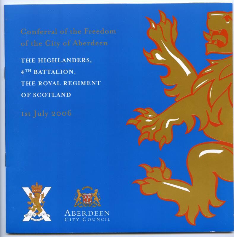 Conferral of the Freedom of the City of Aberdeen the Highlanders, 4th Battalion, the Royal Regiment of Scotland