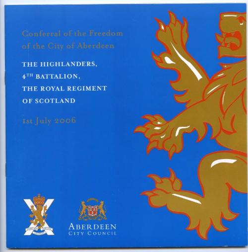 Conferral of the Freedom of the City of Aberdeen the Highlanders, 4th Battalion, the Royal Regiment of Scotland