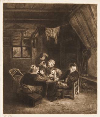 Dutch Interior with Peasants Drinking and Smoking
