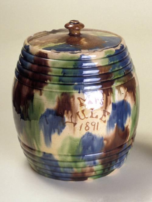 Dabware Storage Barrel for Mrs Yule.  Manufactured by Seaton Pottery