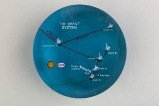 Perspex paperweight showing the layout of the Brent system