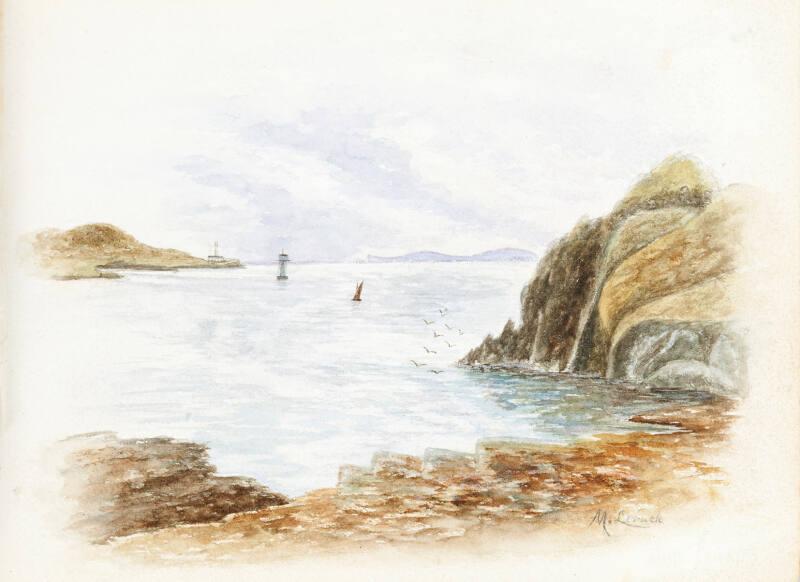 Sea view from Cliffs  -  from 'Gemmes de L'Art', a scrapbook of sketches by various artists