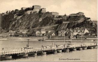 Coblenz - View of village and stretch of water (Ehrenbreitstein) 