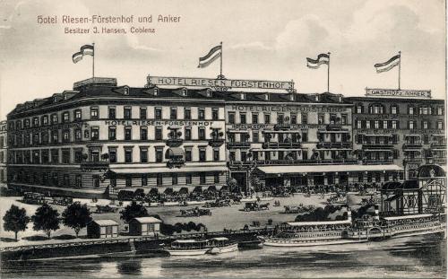 Coblenz - Exterior view of Hotel Riesen-Furstenhof and Anker 