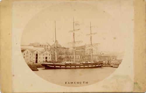 sepia toned photograph of clipper ship 'famenoth'