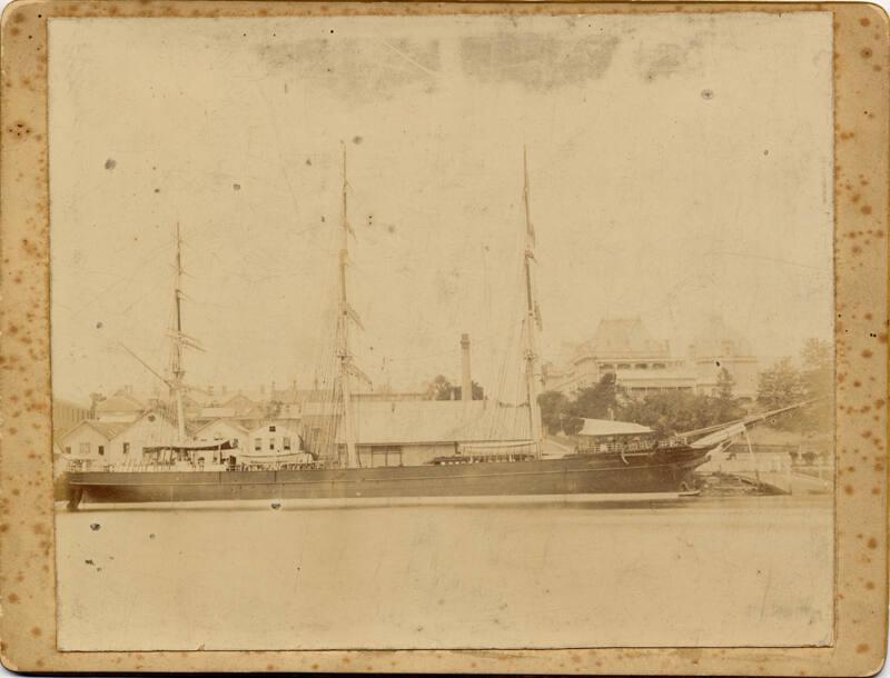 sepia toned photograph of clipper ship 'romanoff' (side-on view)