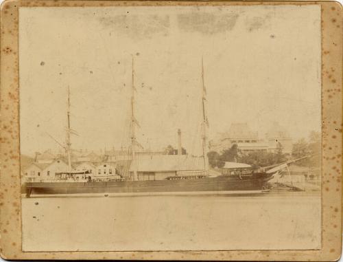 sepia toned photograph of clipper ship 'romanoff' (side-on view)