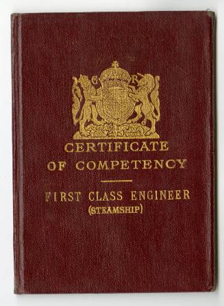 Certificate of Competency - First Class Engineer (steamship)