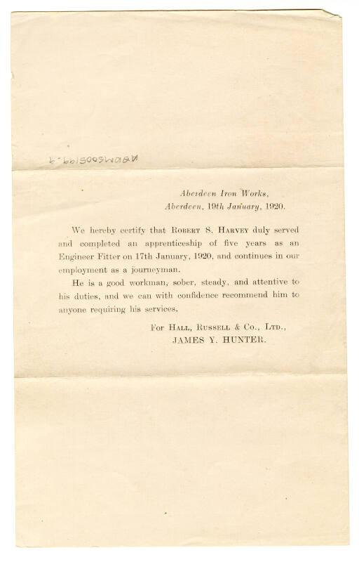 Completion of apprenticeship as Engineer Fitter at Hall Rusell