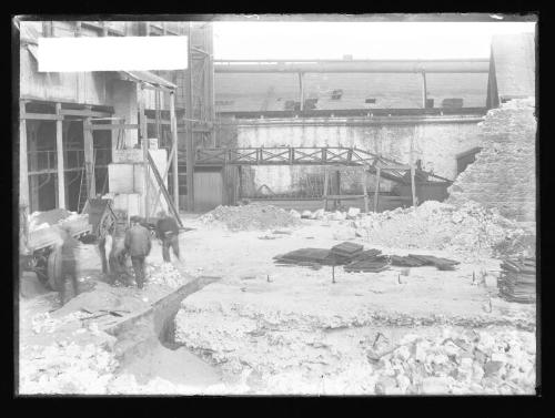 Glass Photographic Negative Aberdeen Gas Works Coke Yard General View Group of Workers Right