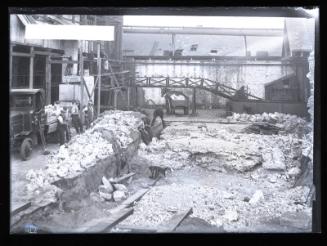 Glass Photographic Negative Aberdeen Gas Works Coke Yard Showing Work Taking Place  with Lorry Right.